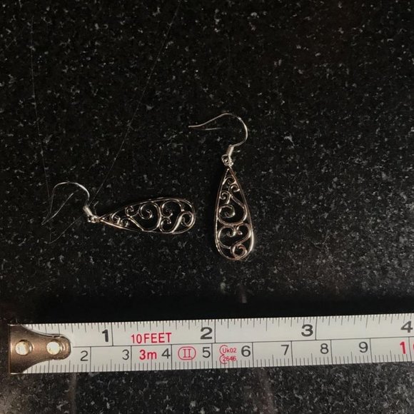 Elegant Drop Earrings Sterling Silver Dangle Dangling Teardrop Ladies Jewelry - Picture 9 of 11